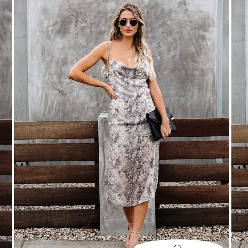 VICI HAMPSHIRE SNAKE PRINT MIDI SLIP DRESS